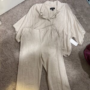 Karen Kane Beige Wide Leg Pants and Top Set